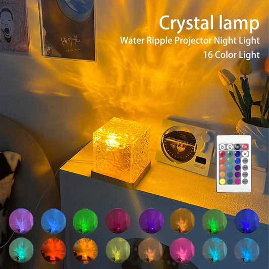 16 Color Night Lamp Crystal Water Ripple Light