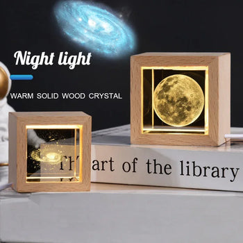 Crystal Bedside Lamp for Bedroom with Solid Wood Frame - Clarify.pk
