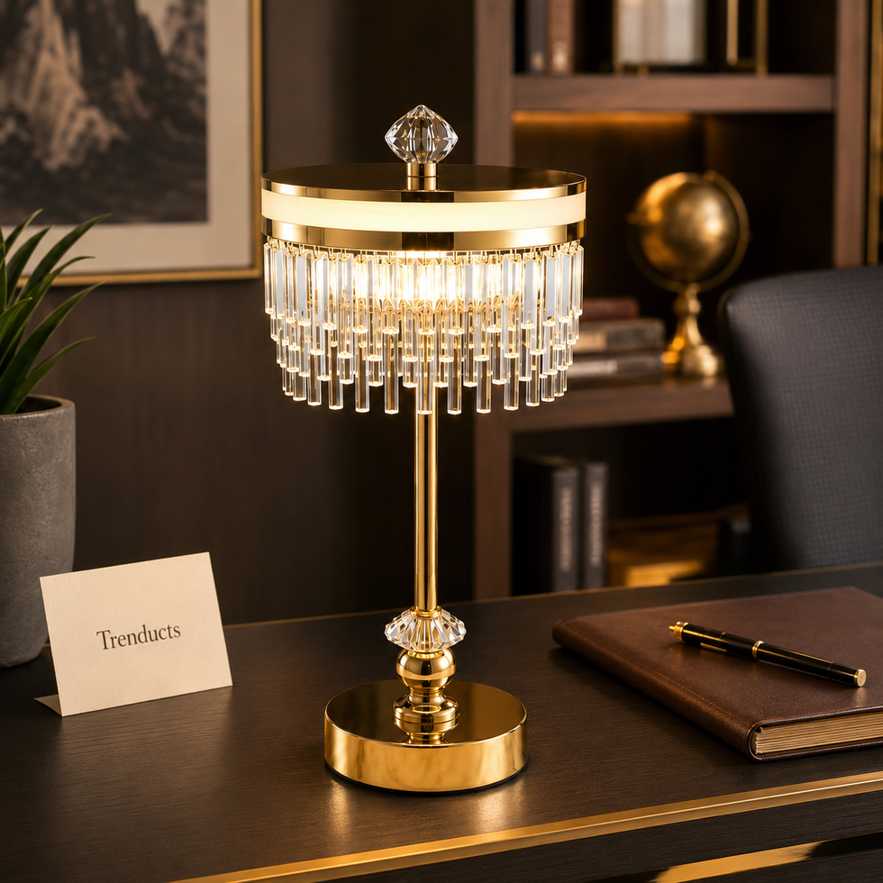 Crystal Fringe Gold-Tone Table Lamp