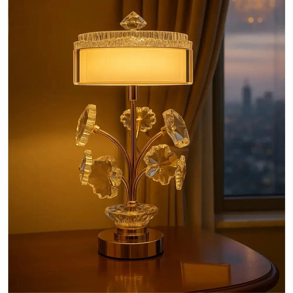 Crystal Table Lamp Gold Stem with Elegant Design - Clarify.pk