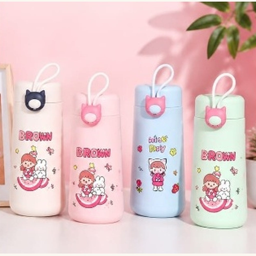 Cute 350ml Glass Insulated Water Bottle (Random Color)