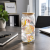 Cute Bow & Daisy Glass Sipper with Bamboo Lid