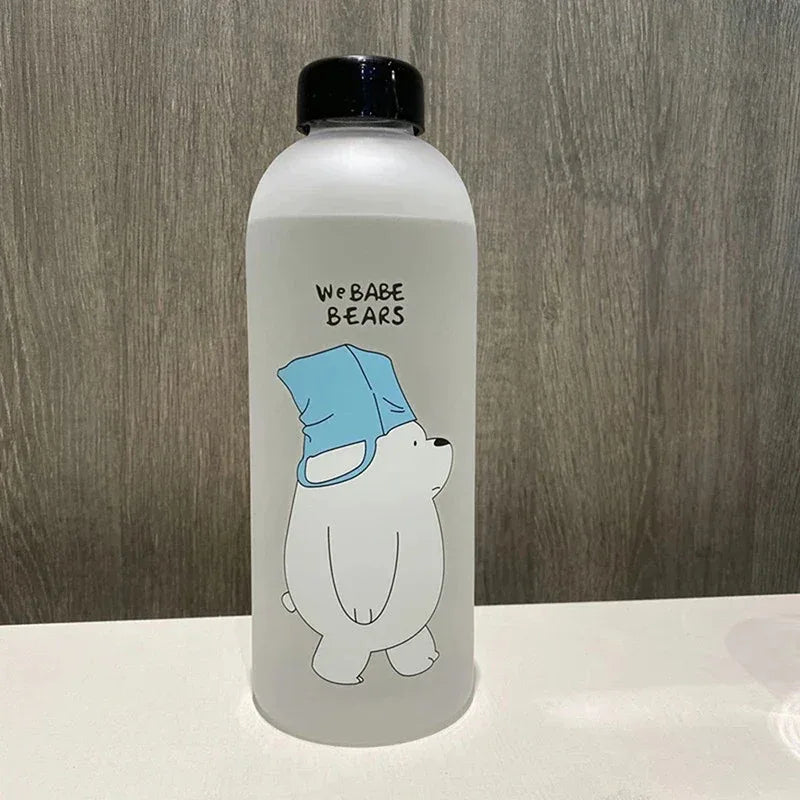 1000ml Cute Cartoon Drinkware Frosted Bear Bottles - Clarify.pk