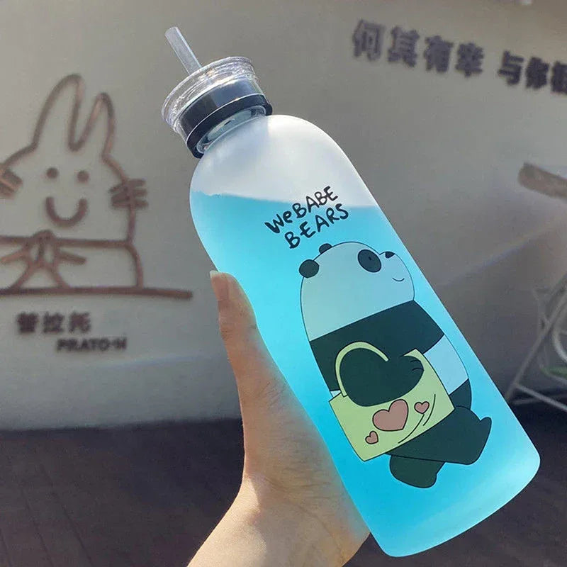 1000ml Cute Cartoon Drinkware Frosted Bear Bottles - Clarify.pk