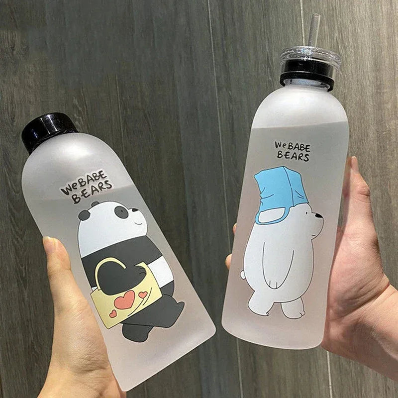 1000ml Cute Cartoon Drinkware Frosted Bear Bottles - Clarify.pk
