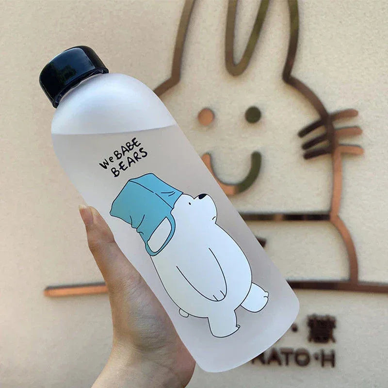 1000ml Cute Cartoon Drinkware Frosted Bear Bottles - Clarify.pk
