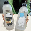 1000ml Cute Cartoon Drinkware Frosted Bear Bottles - Clarify.pk