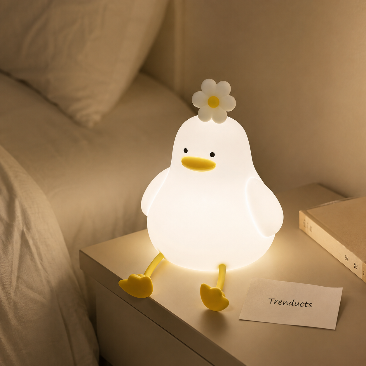 Cute Flower Duck Silicone Tap-Control Night Lamp