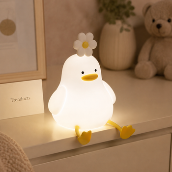 Cute flower duck silicone tap-control night lamp – luxury nursery hero with Trenducts branding
