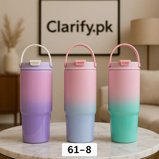 Premium 900ml Gradient Tumbler – 30oz Stainless Steel Cup (Random color) - Clarify.pk