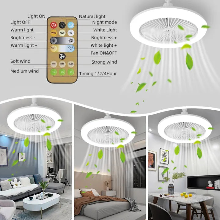 LED Ceiling Fan with Remote Control & Dimmable Light