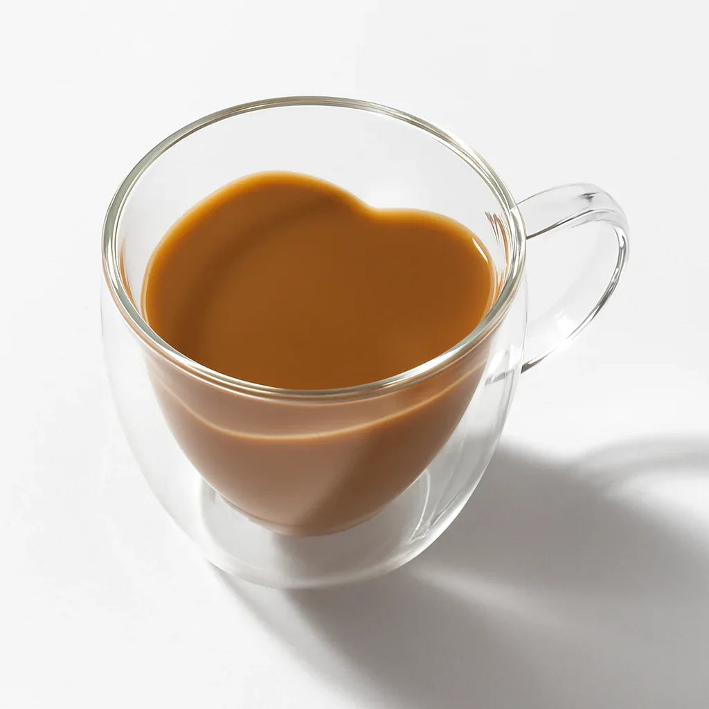 Heart-Shaped Double Wall Glass Mug – Elegant Coffee Cup - Clarify.pk