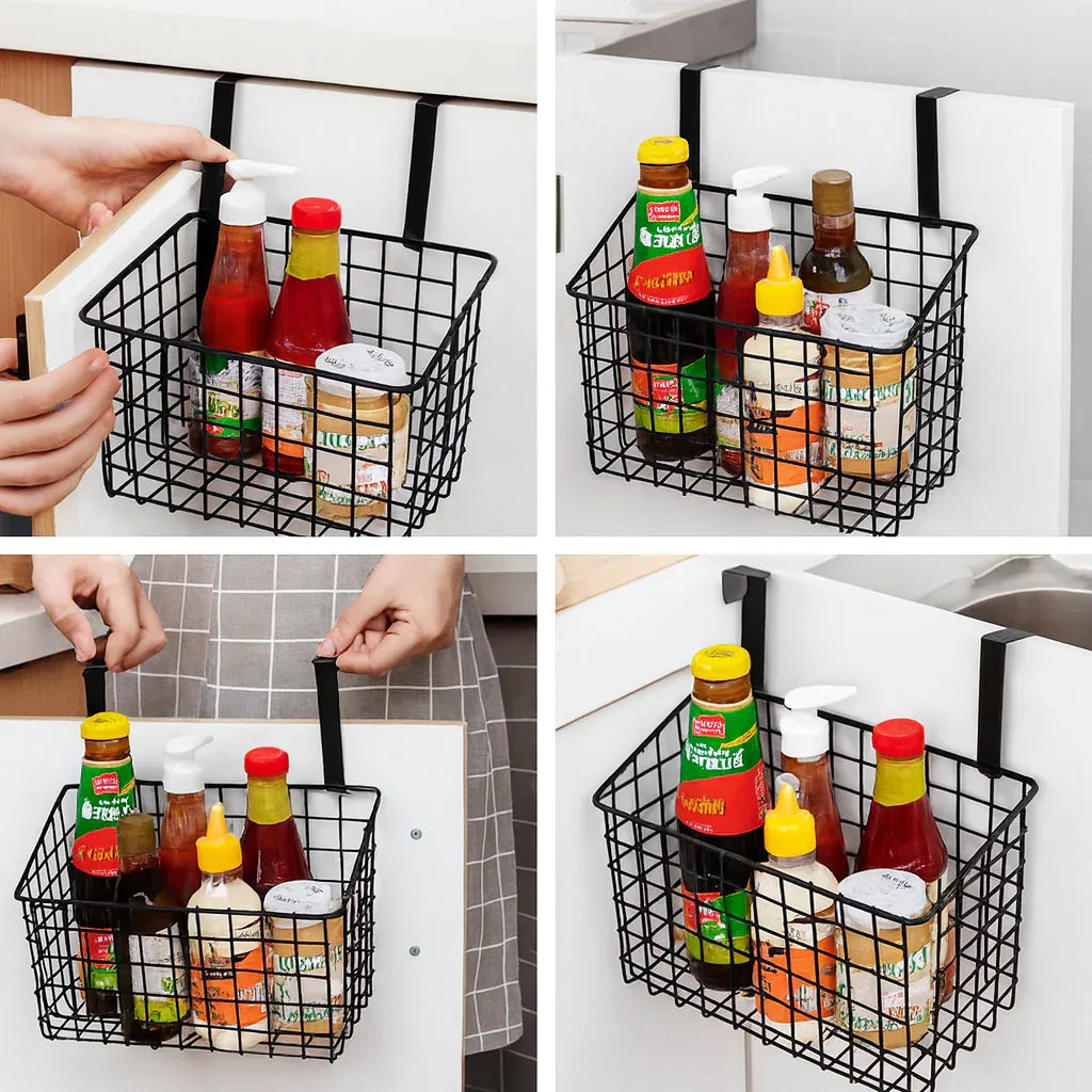 Metal Cabinet Storage Basket – Kitchen & Bathroom Organizer - Clarify.pk
