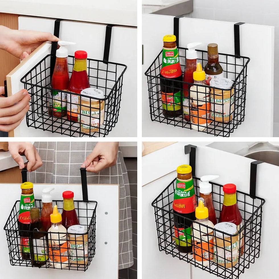 Metal Cabinet Storage Basket – Kitchen & Bathroom Organizer - Clarify.pk
