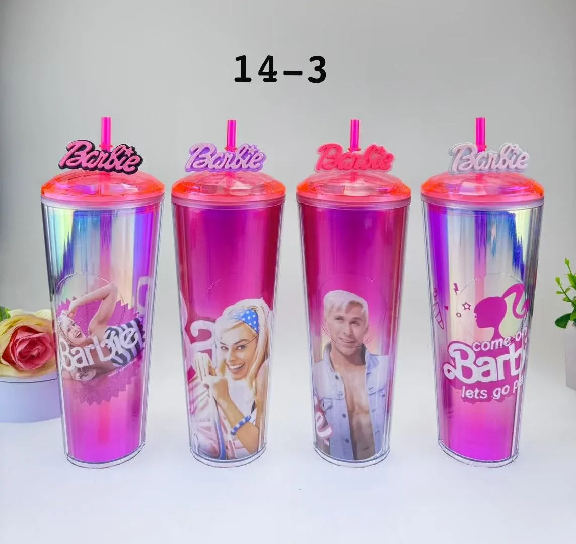 Barbie Cartoon Straw Tumbler – 750ml (Random Print) - Clarify.pk