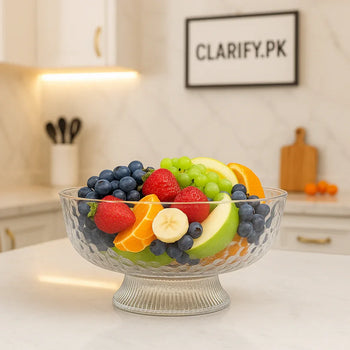 Crystal Fruit Bowl with Stand – 25cm Luxury Decorative Serving Bowl - Clarify.pk