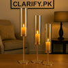 3Pcs Glass Candle Stand Set – Elegant Home Décor Collection (BIG) - Clarify.pk