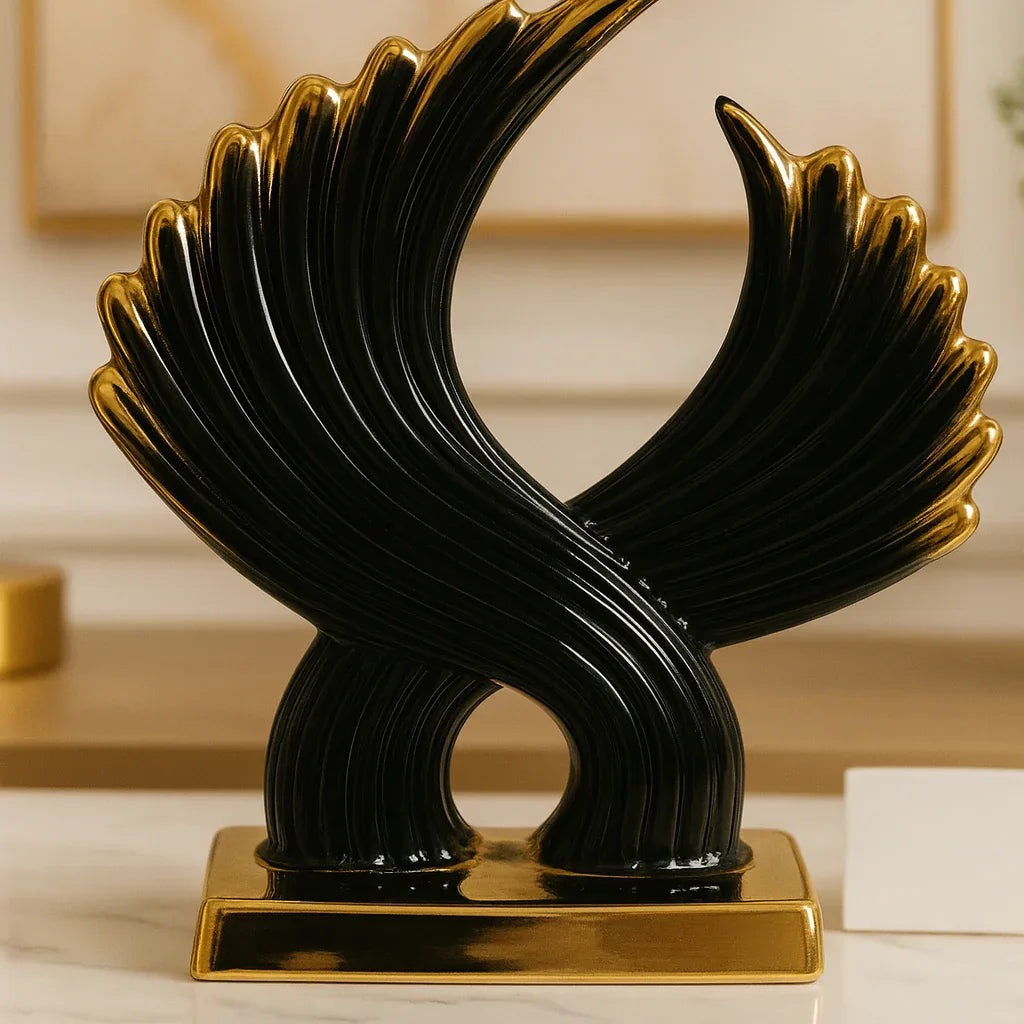 Luxury Golden Ceramic Sculpture – Modern Decorative Accent Piece - Clarify.pk