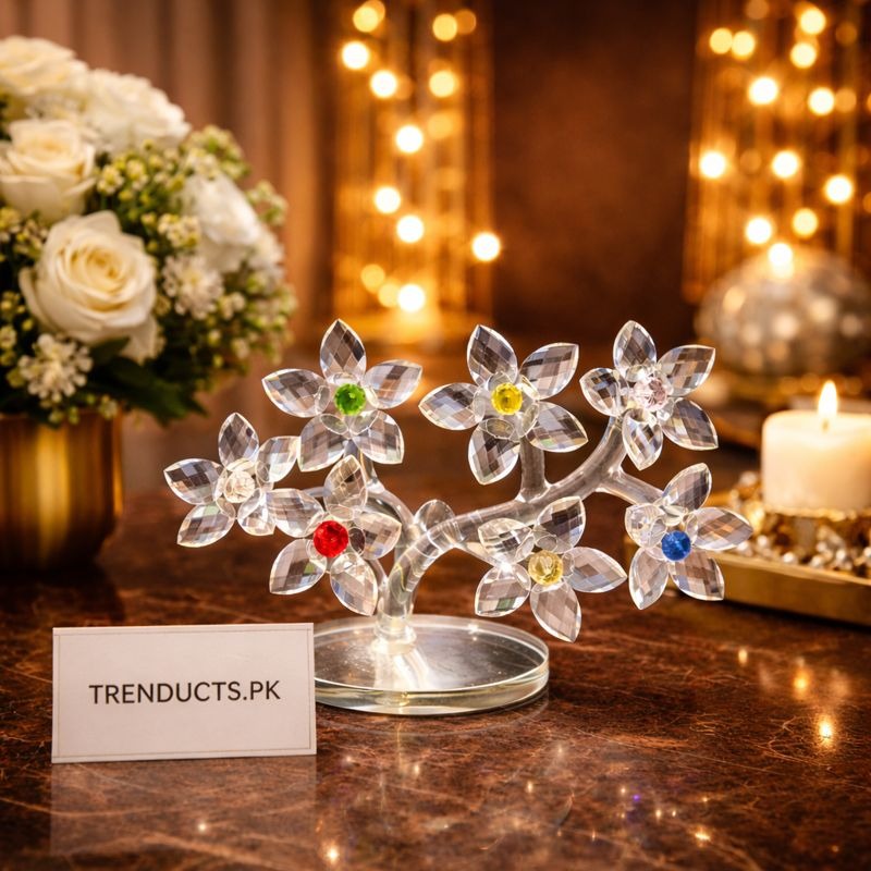 Crystal 7-Flower – Handcrafted Glass Table Ornament ZZ