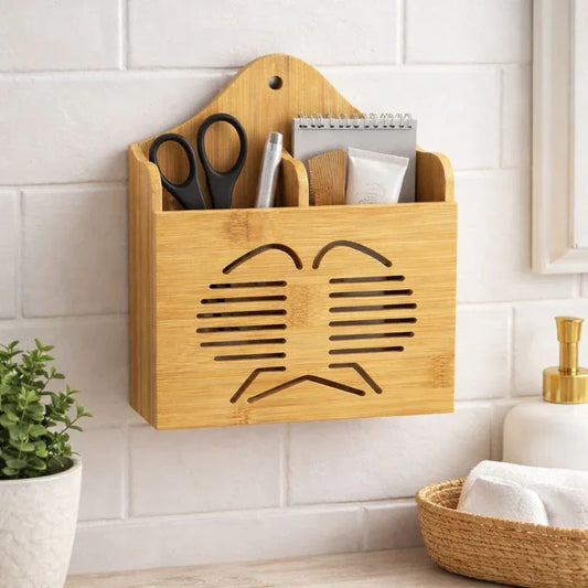 Bamboo Wall-Mounted Multifunctional Holder Organizer - Clarify.pk