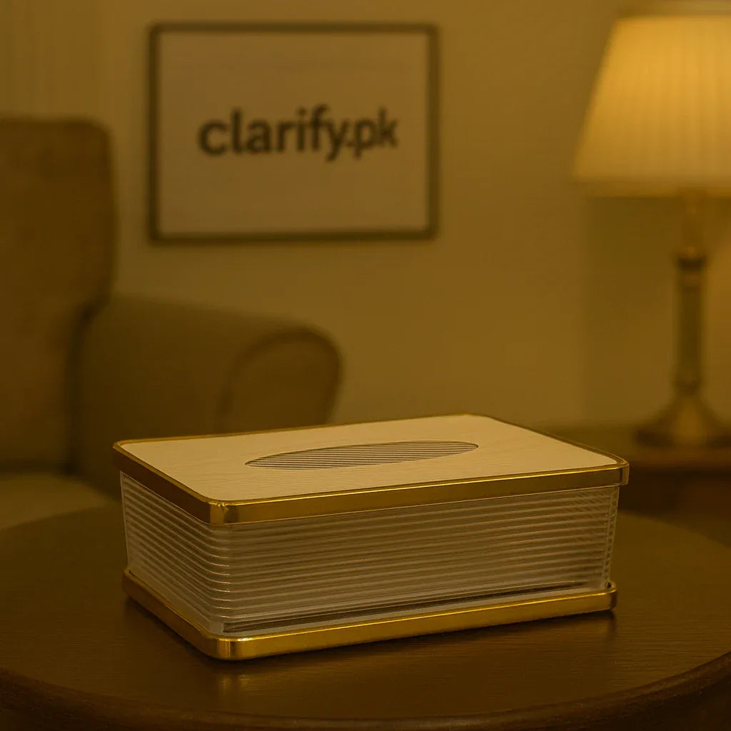 Acrylic Tissue Box with Wooden Base – Modern Dispenser - Clarify.pk