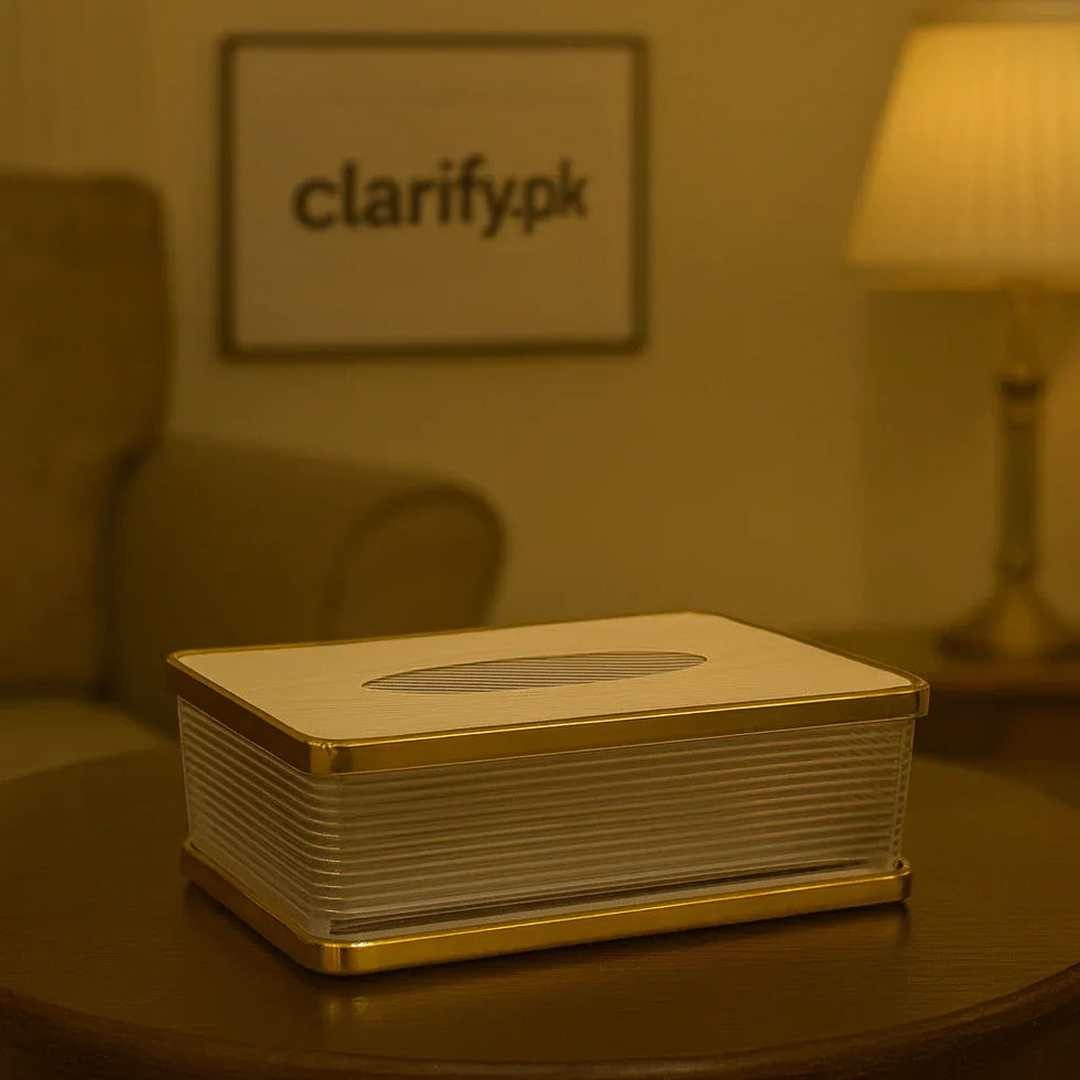 Acrylic Tissue Box with Wooden Base – Modern Dispenser - Clarify.pk