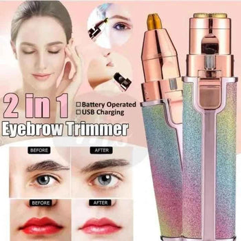 2 in 1 rechargeable glitter eyebrow trimmer for precision hair removal | Trenducts.pk