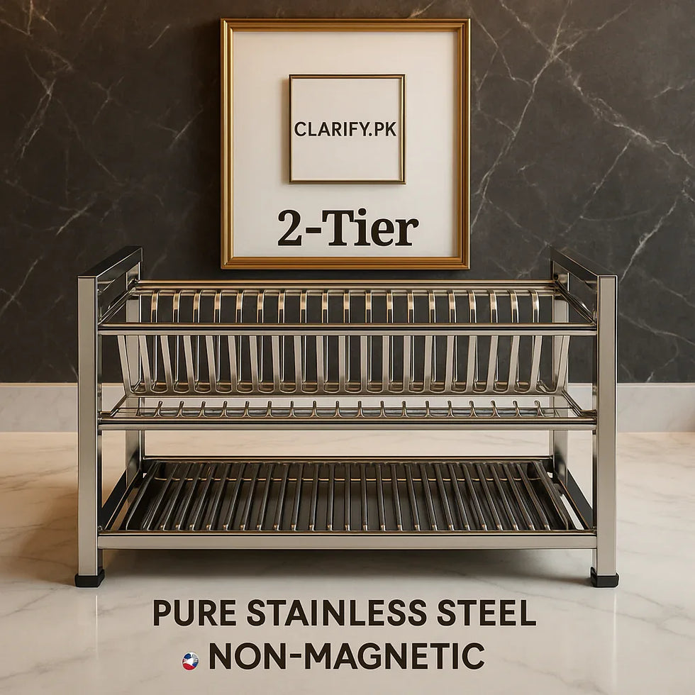 Pure Stainless Steel Dish & Plate Rack – Square Style