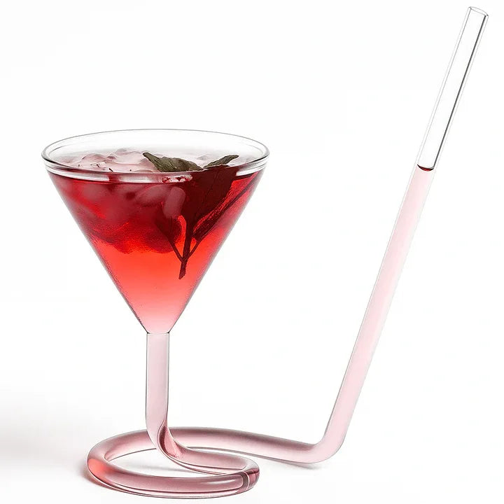 Spiral Straw Cocktail Glass – Stylish Drinking Glass - Clarify.pk