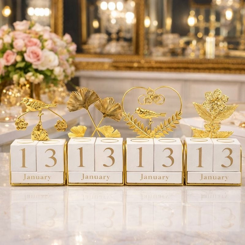 Golden Bloom Perpetual Calendar – Artisanal Tabletop Series (each) ZZ