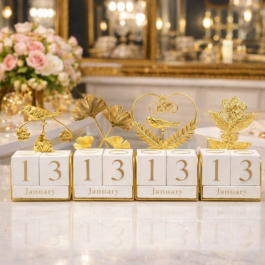 Golden Bloom Perpetual Calendar – Artisanal Tabletop Series (each) ZZ