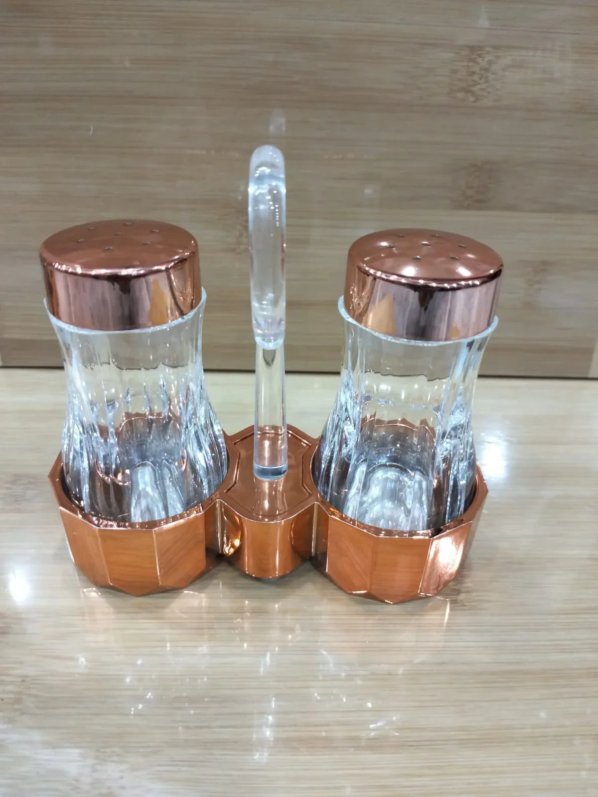 Luxury Acrylic Salt & Pepper Shakers – Rose Gold Finish (2 Pcs) - Clarify.pk
