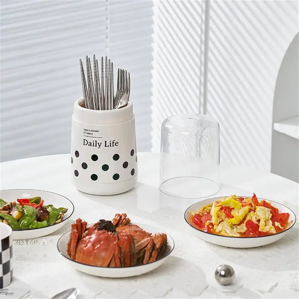 Kitchen Utensil Holder with Lid for Organized Storage