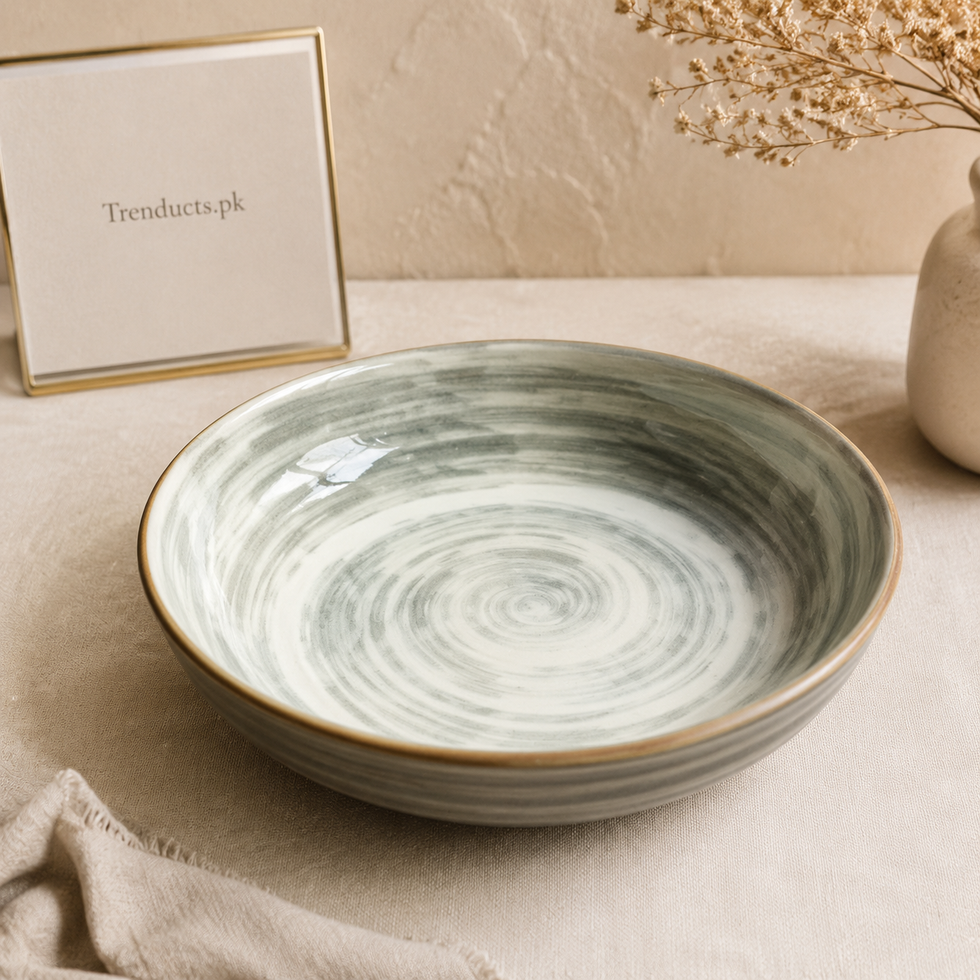 Danny Home Green Swirl Deep Plate - 8 Inch