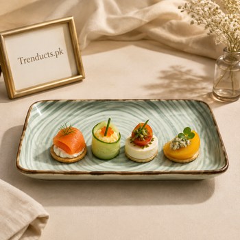 Danny Home Green Swirl Rectangular Plate - 2 Sizes in premium dining setting