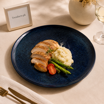 Danny Home Dark Blue Flat Plate - 2 Sizes in premium dining setting