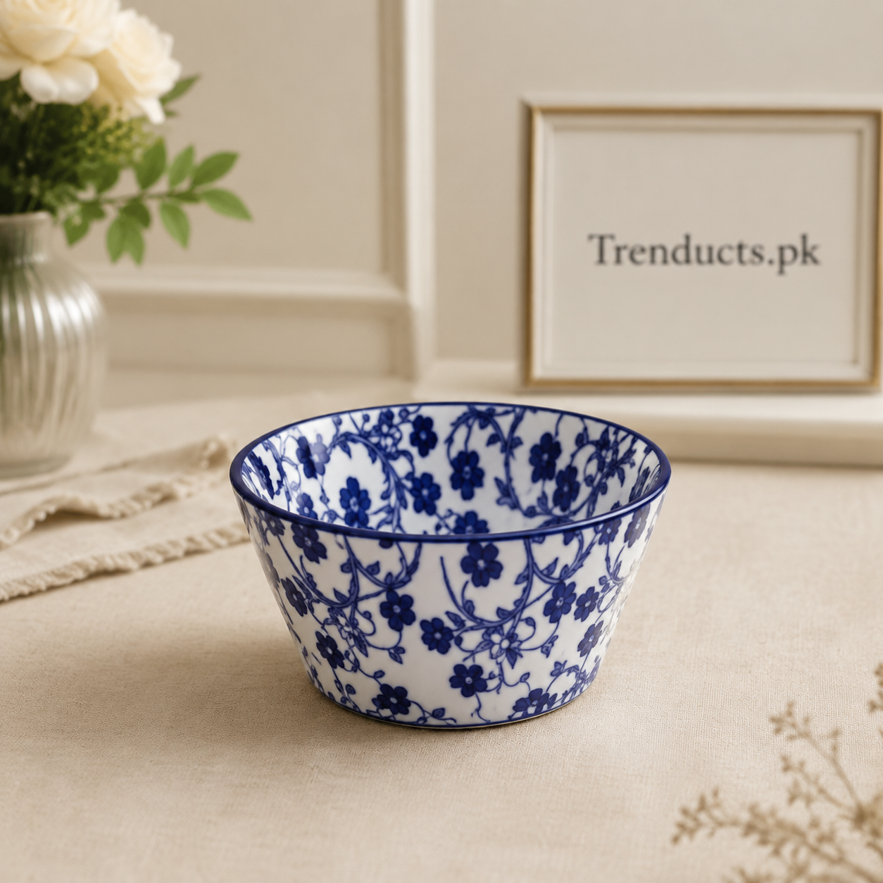Danny Home Blue Flower Cake Bowl - 3.75 Inch