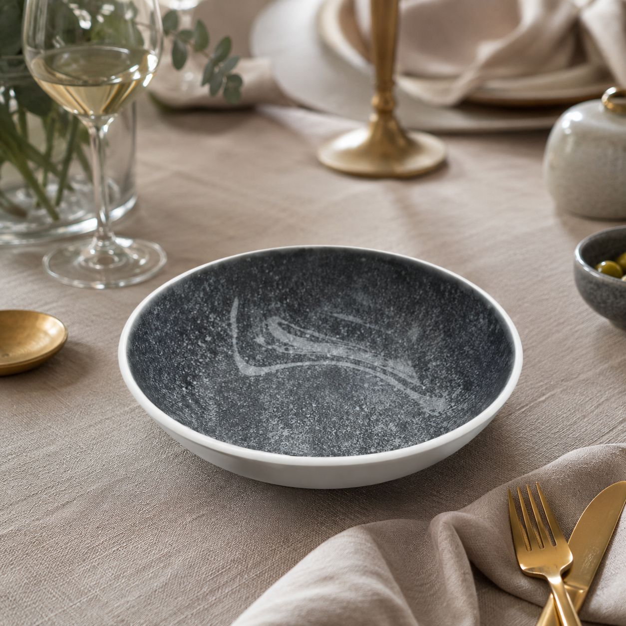 Danny Home Charcoal Texture 8-Inch Deep Plate