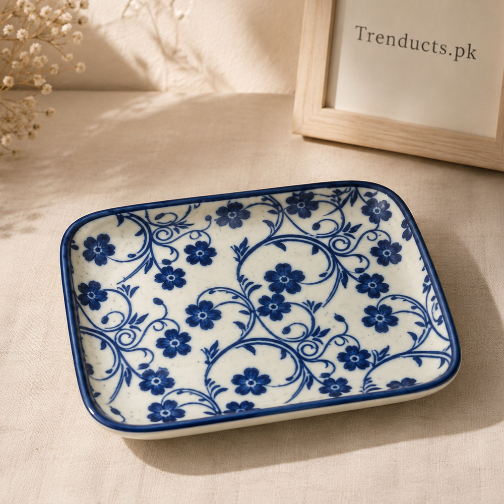 Danny Home Blue Flower Dessert Plate - 5.8 Inch