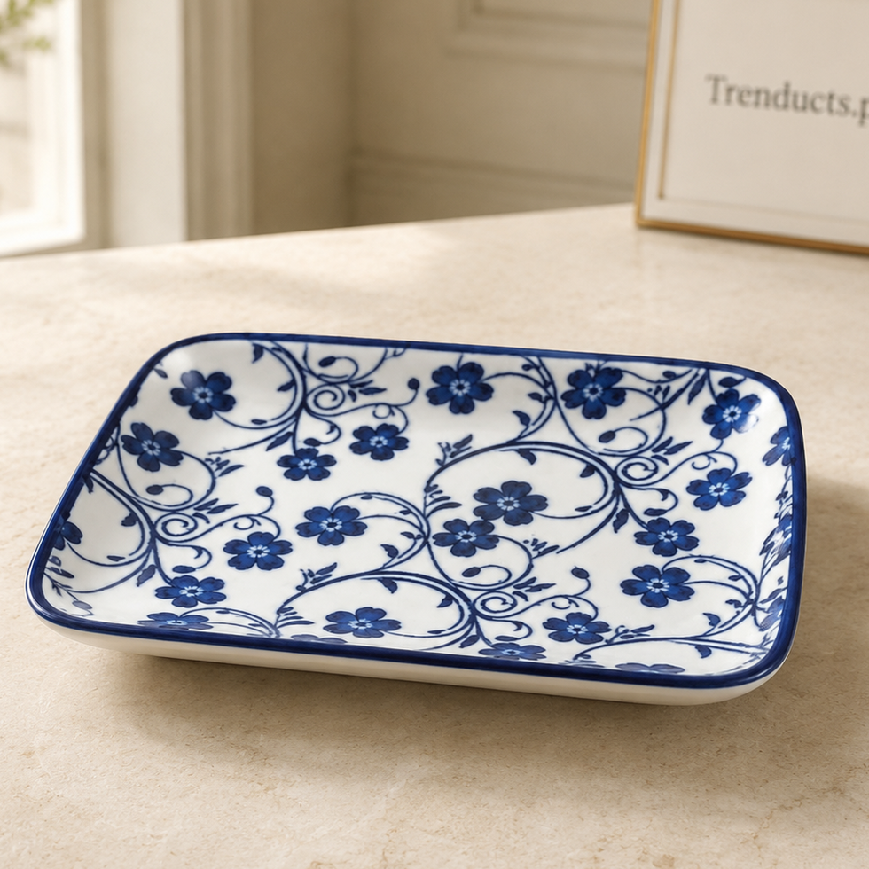 Danny Home Blue Flower Dessert Plate - 5.8 Inch