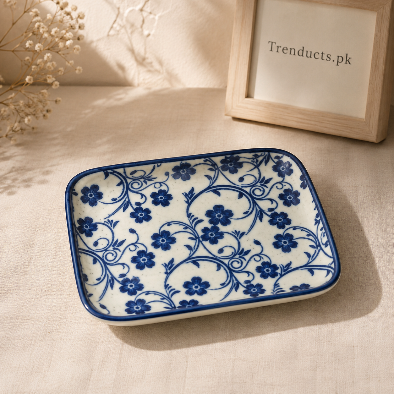 Danny Home Blue Flower Dessert Plate - 5.8 Inch