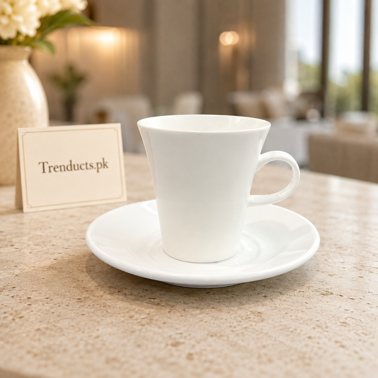 Danny Home Flared White 6 Pieces Cup & Saucer Set - 220ml
