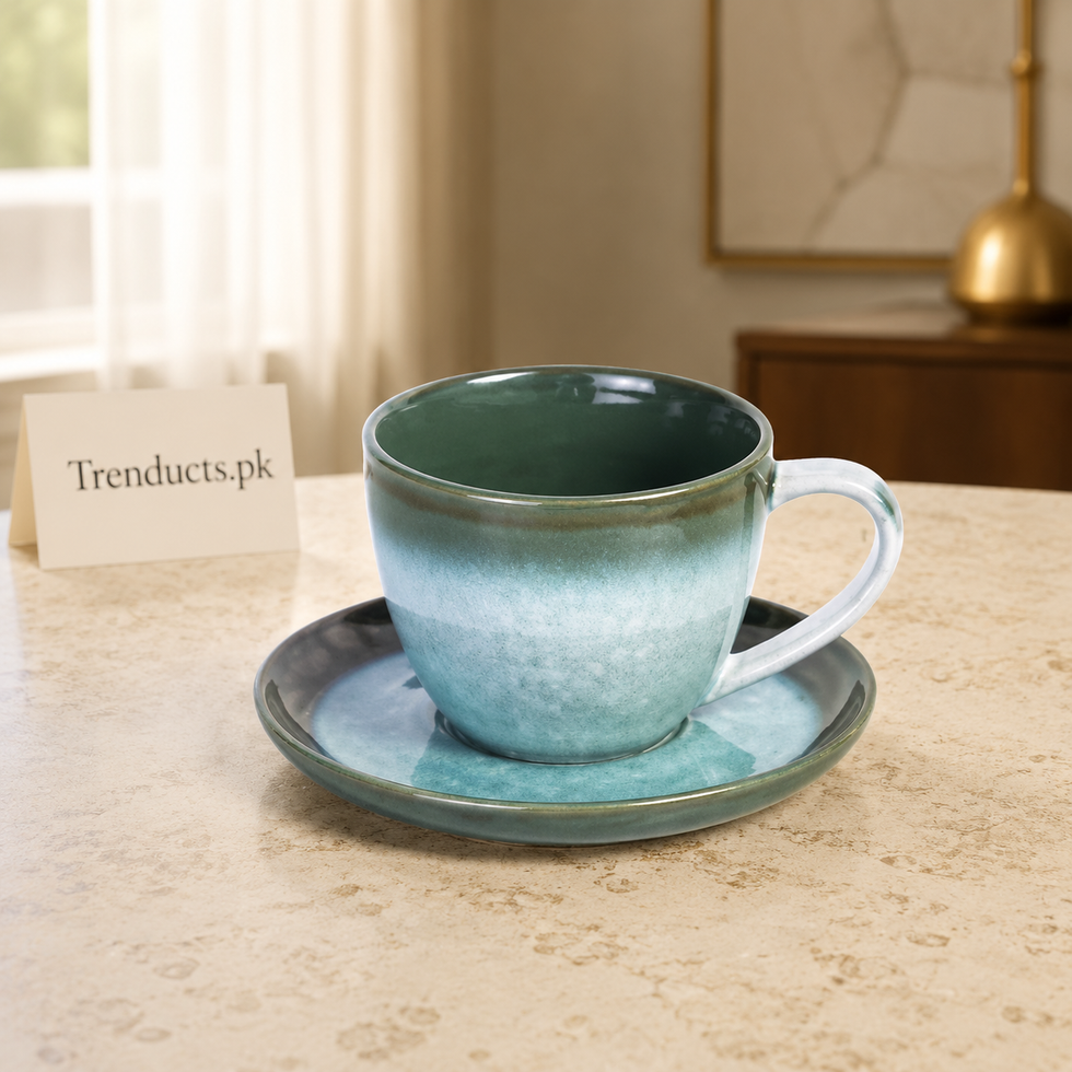 Danny Home Green Gradient 6 Pieces Cup & Saucer Set - 300ml