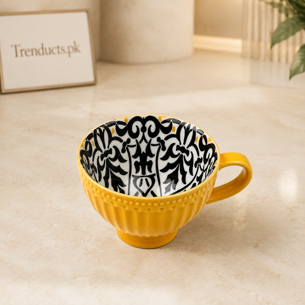 Danny Home Yellow Pattern Mug 355ml - DHMUG-19F