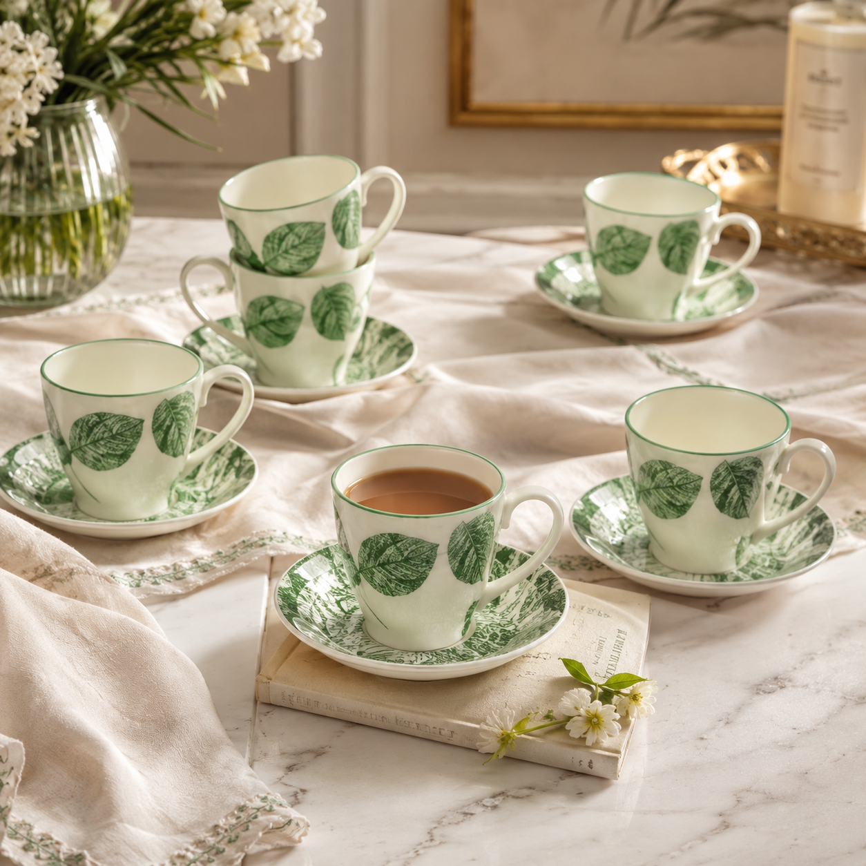 Danny Home Monochrome 6-Piece Cup and Saucer Set