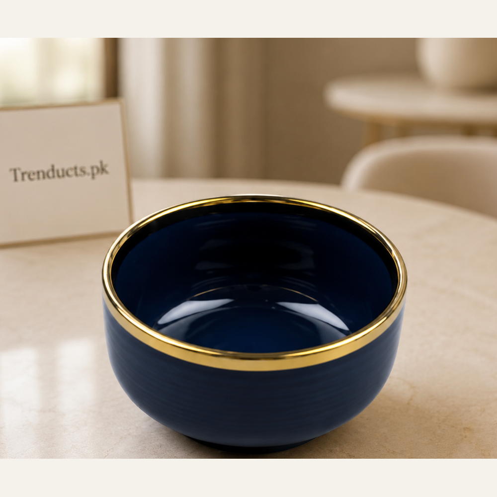 Danny Home Navy Gold Rim Bowl - 4.5 Inch