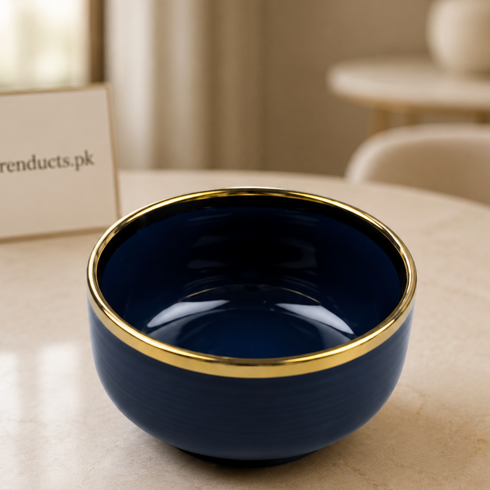 Danny Home Navy Gold Rim Bowl - 4.5 Inch