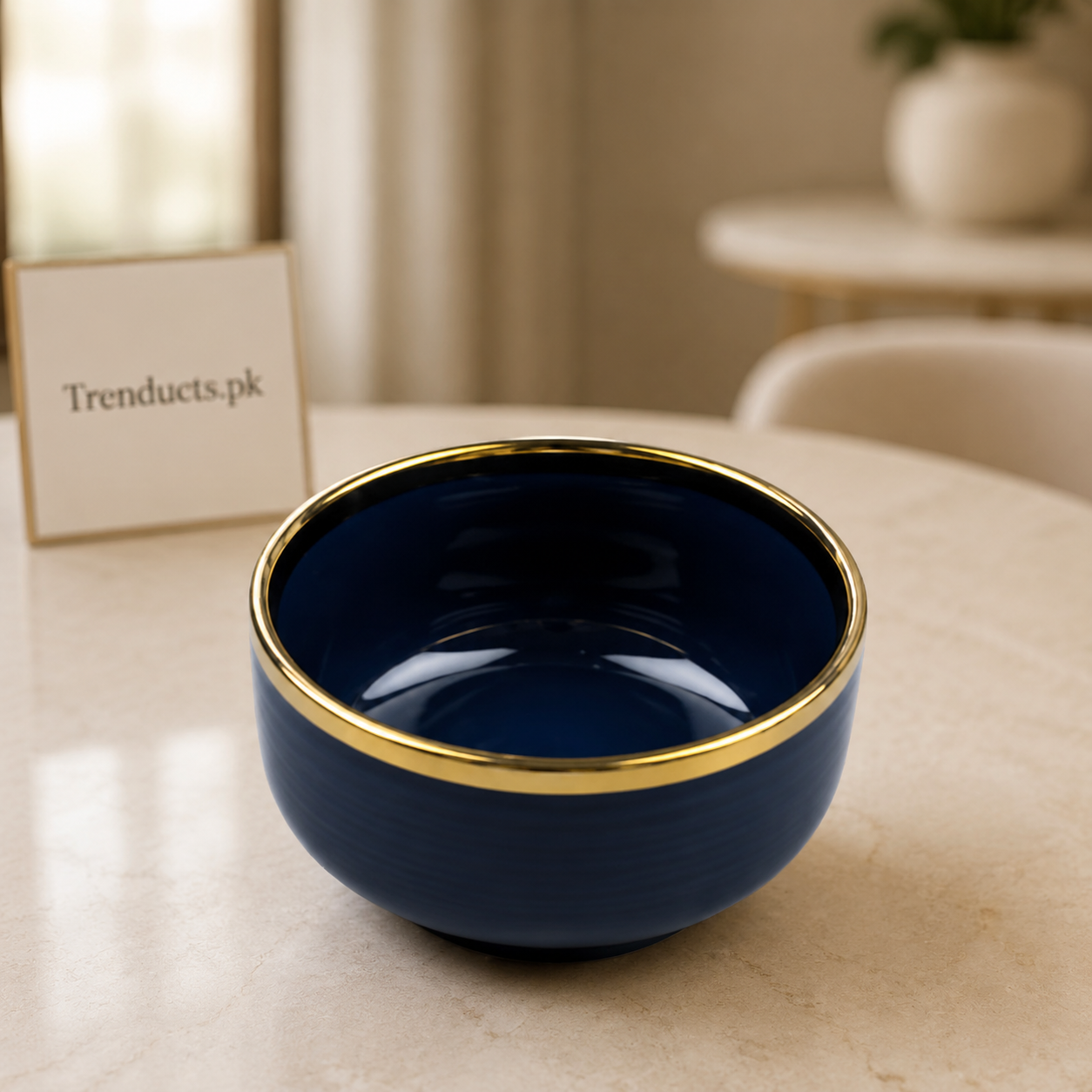Danny Home Navy Gold Rim Bowl - 4.5 Inch