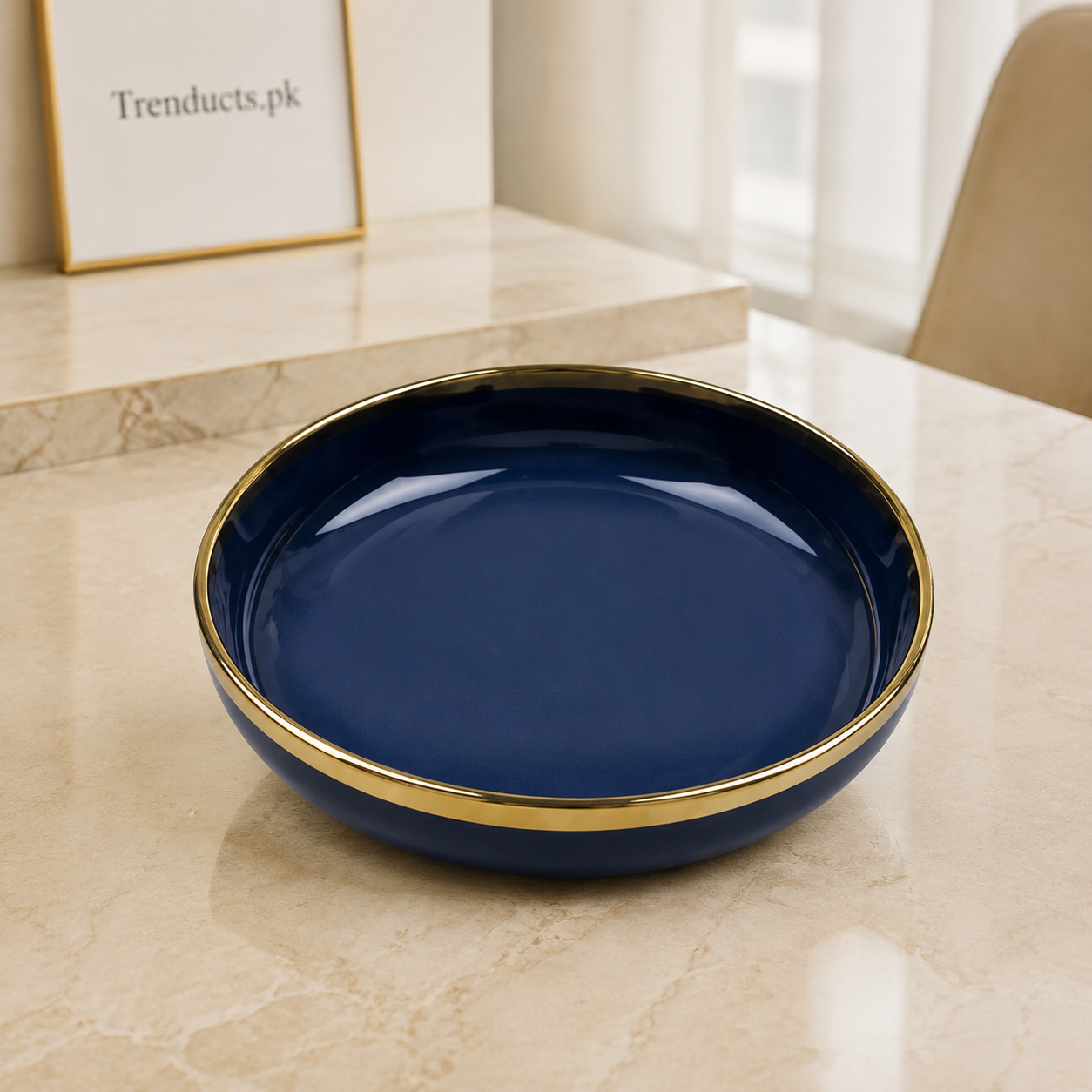 Danny Home Navy Gold Rim Plate - 7 Inch