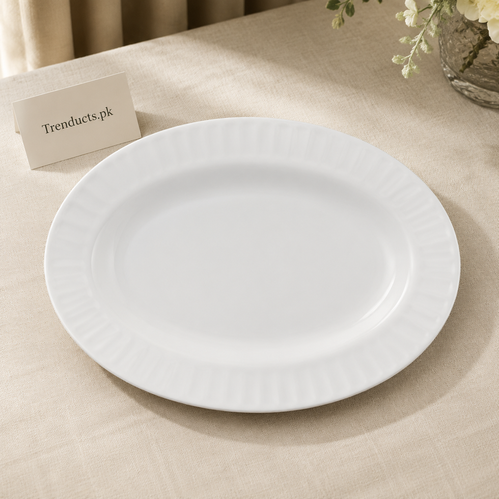 Danny Home Oval White Serving Plate - 12 Inch